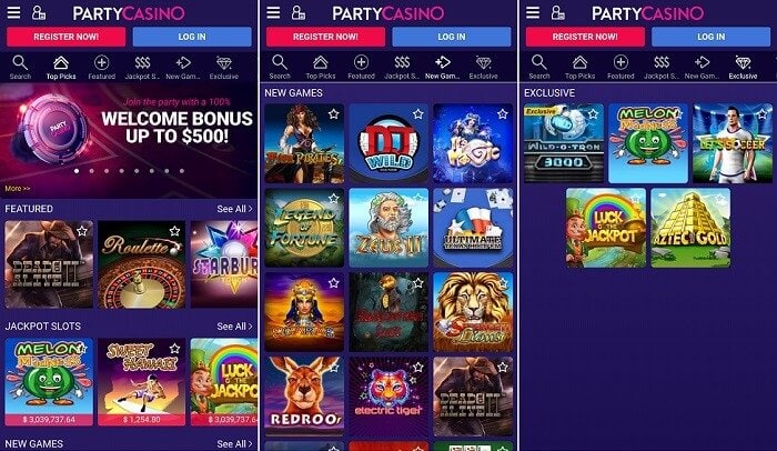 PartyCasino Android & iPhone app