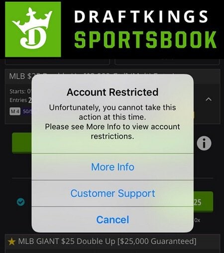 Account locked DraftKings