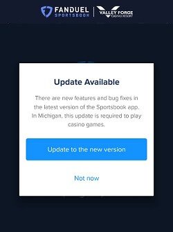 Update FanDuel sports betting app