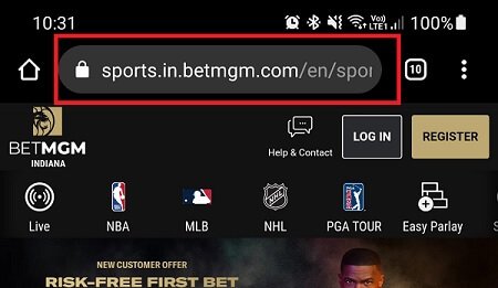 BetMGM mobile site