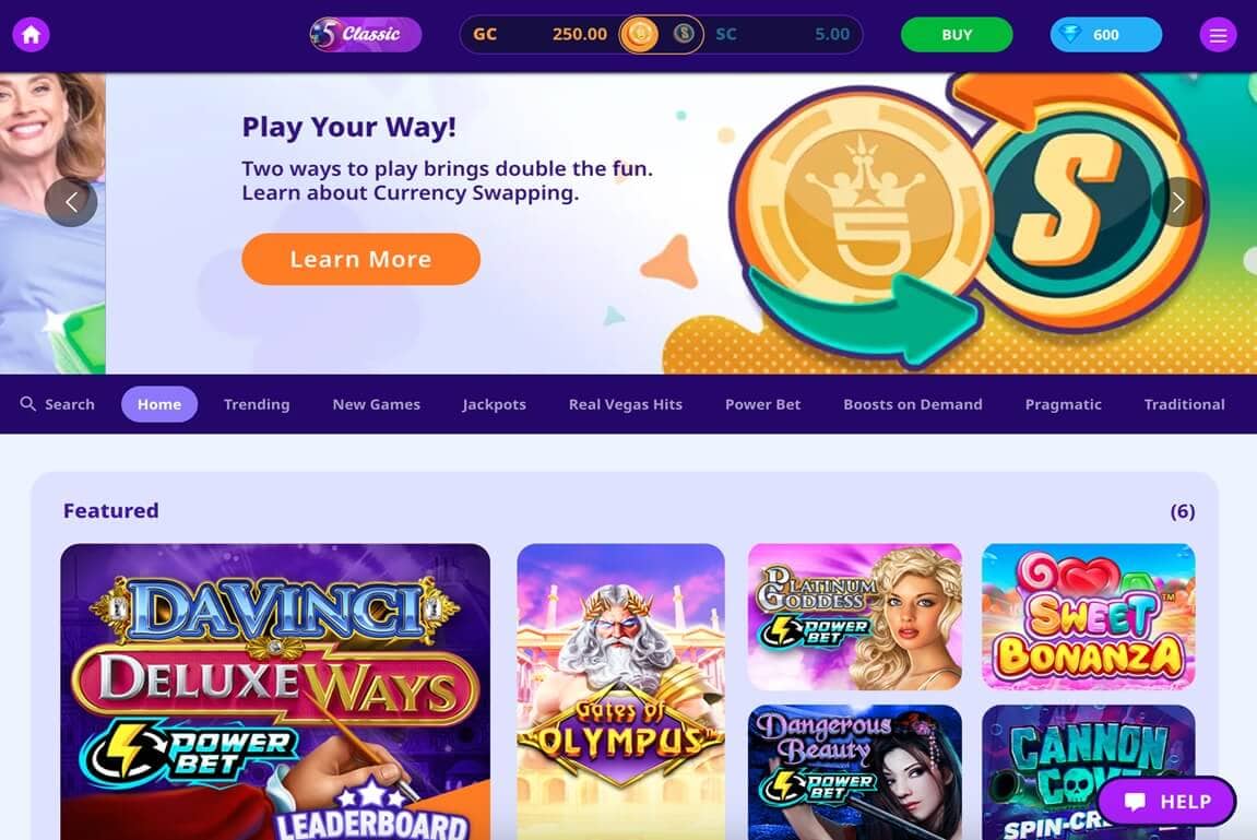 High 5 Casino Homepage