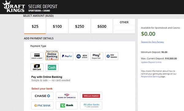 How to make a DraftKings deposit