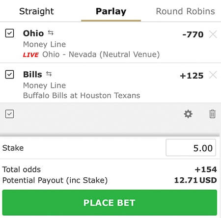 Place bet BetMGM screenshot