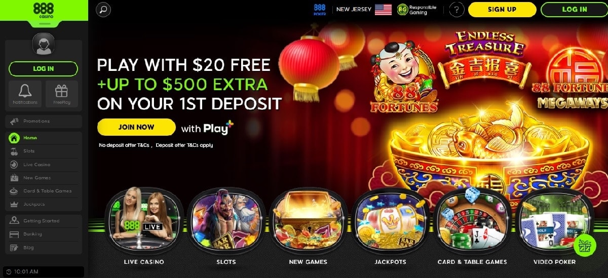 888 Casino Homepage USA