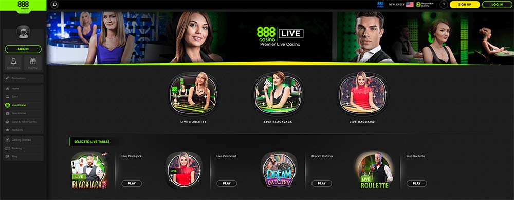 888 Live Casino Section