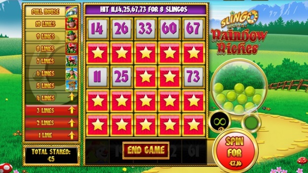 Slingo Rainbow Riches line wins