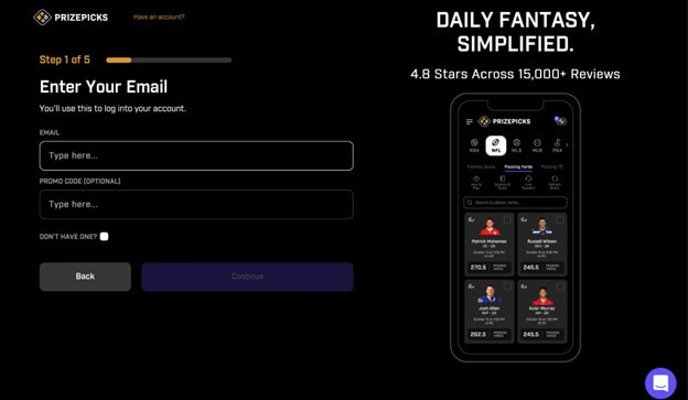 PrizePicks registration process