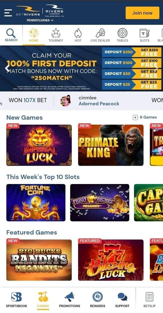 BetRivers iPhone Casino