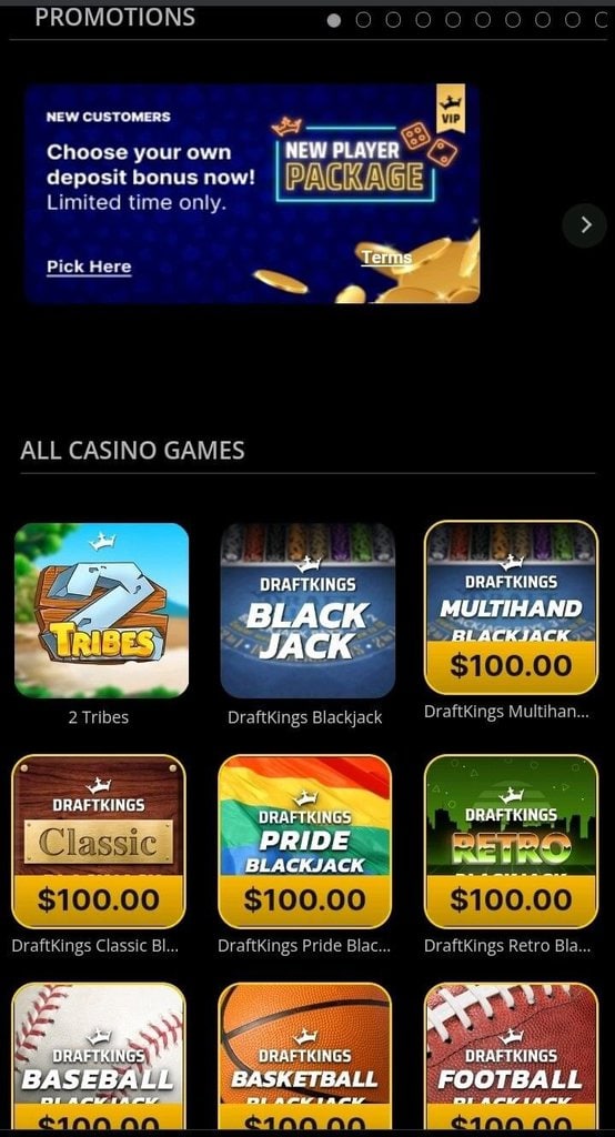 DraftKings iPhone Casino