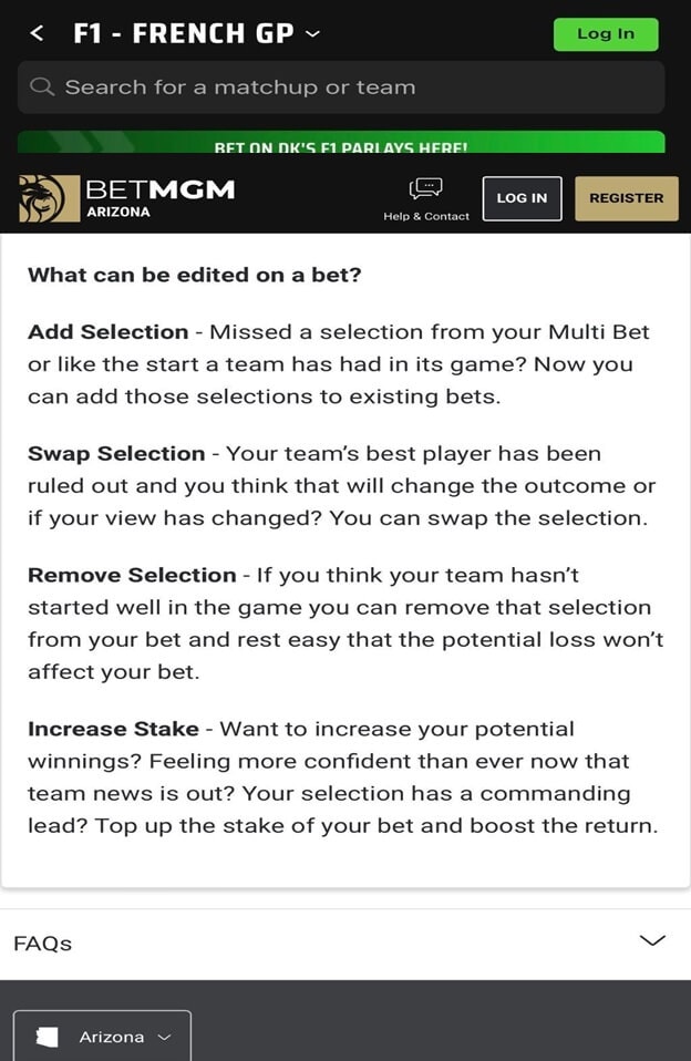 F1 betting apps features