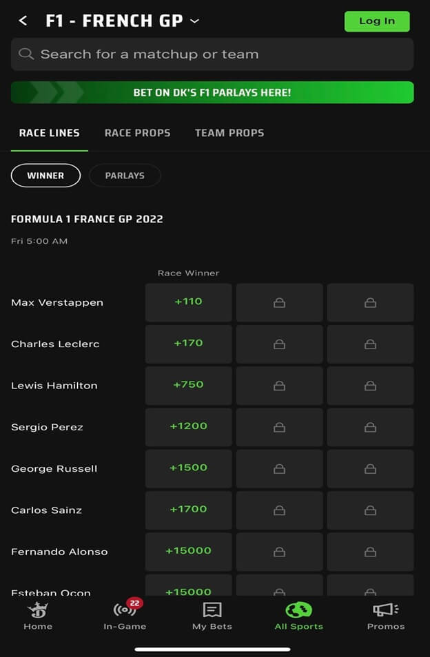 F1 futures betting