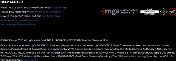 Global Poker License and Certificates