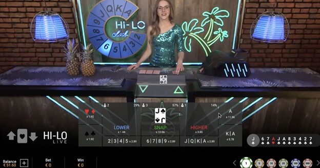 live hi and low casino game