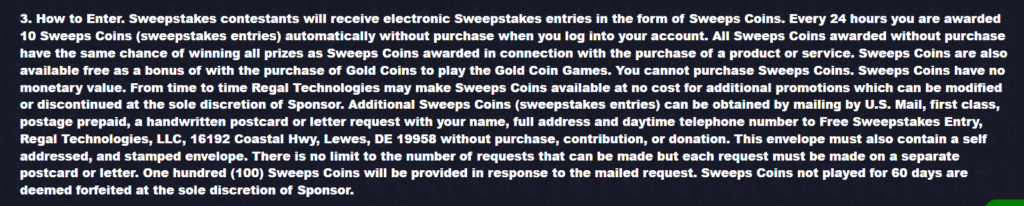 No Purchase Sweepstakes