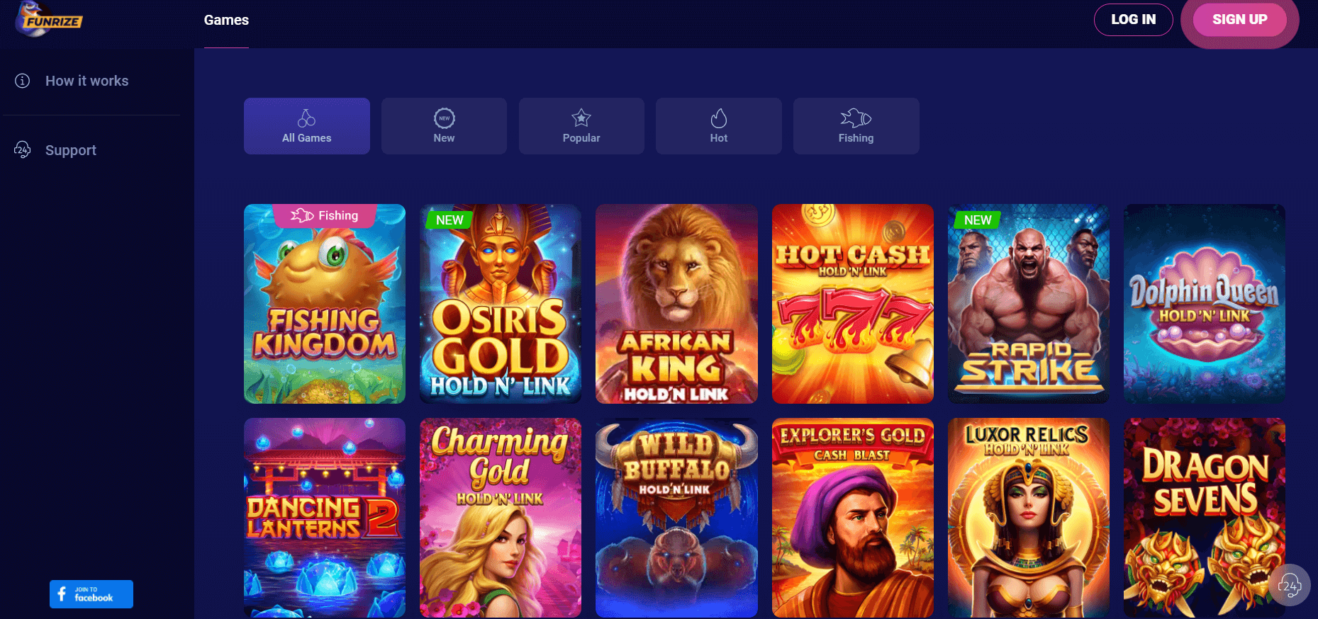 Funrize Casino Slots Game Categories