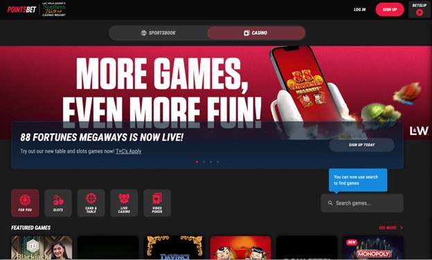 New casino games on PointsBet
