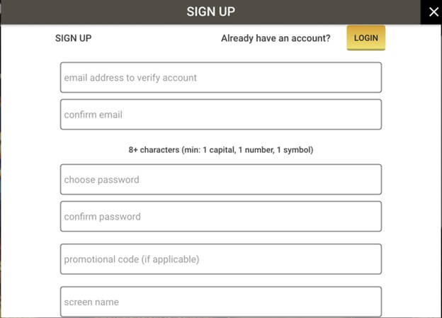 Pala Casino Sign Up Form