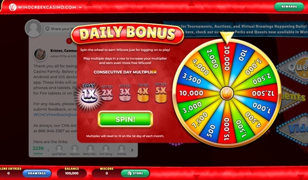 wind creek casino free play