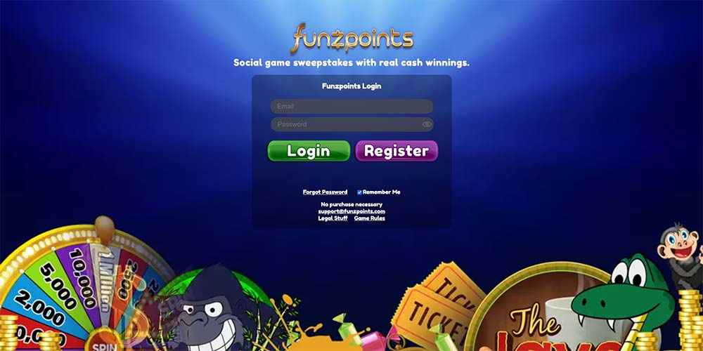 funzpoints casino login screen