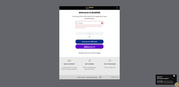 BetMGM create account