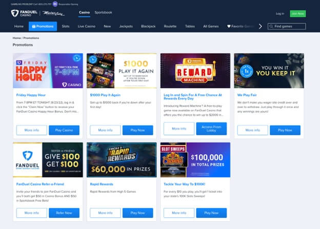 FanDuel MI Casino promo codes for existing players
