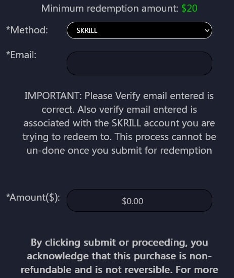 Skrill Casino withdrawal process