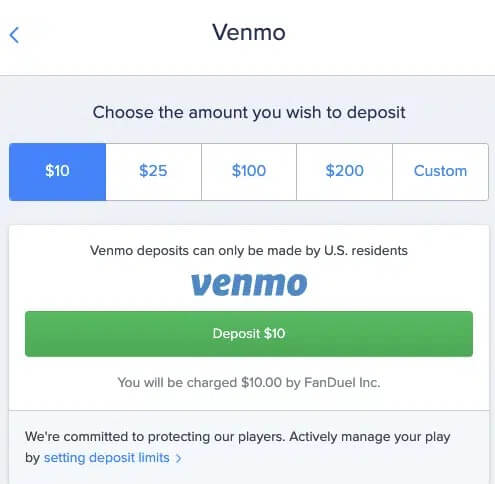 Venmo Deposit process on FanDuel