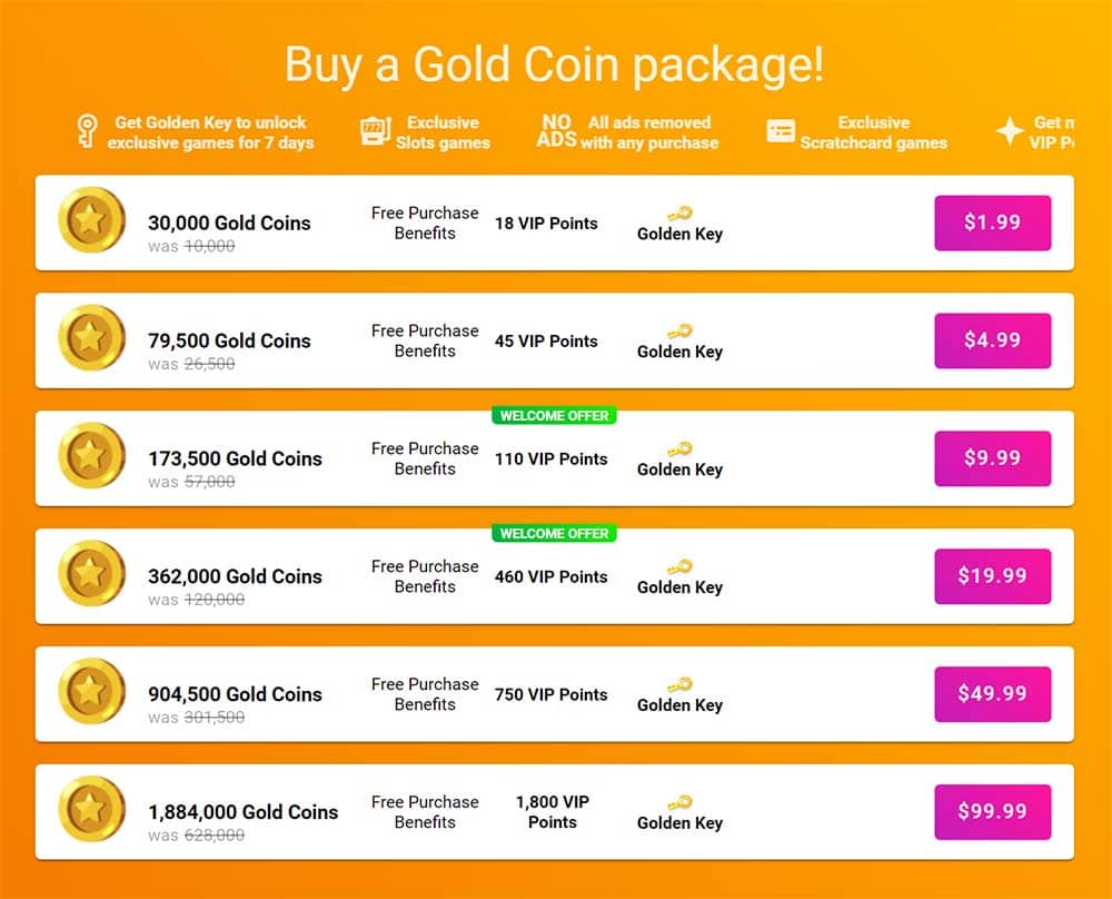 pulsz bingo gold coin packages