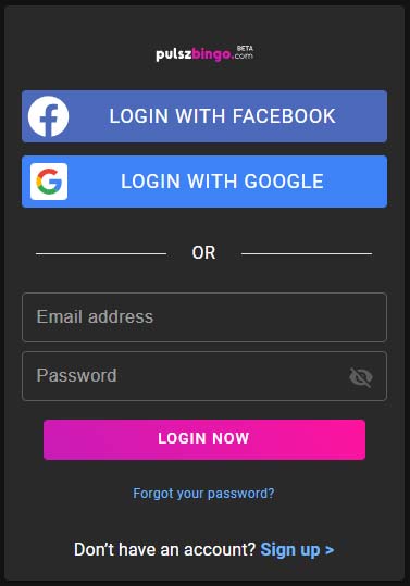 pulsz bingo login