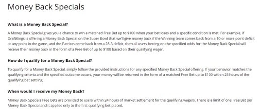 DraftKings Money Back Specials