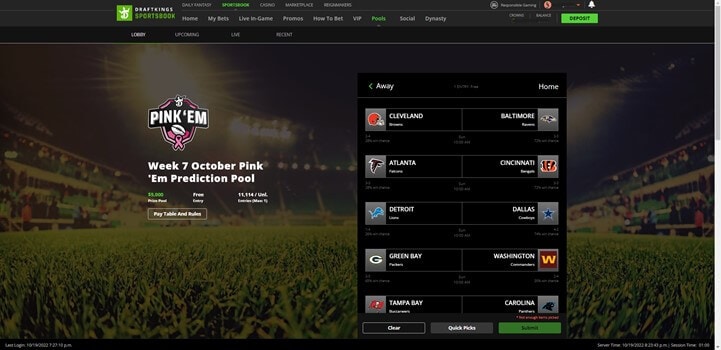 DraftKings Sportsbook Pick'Em