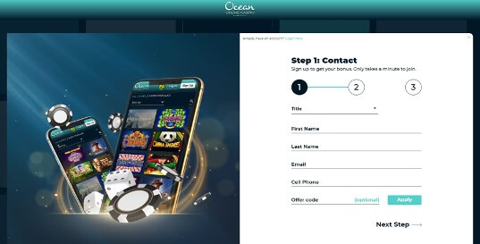 Ocean Casino Creating Account