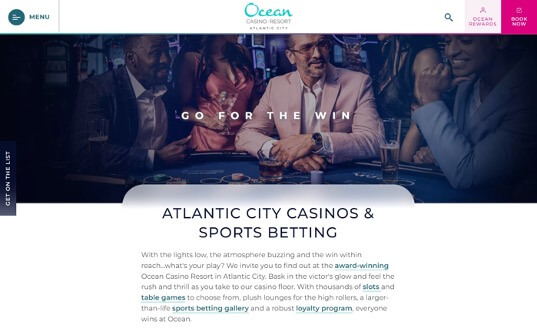 Ocean Casino Homepage