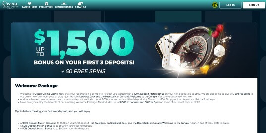 Ocean Casino Welcome Bonus