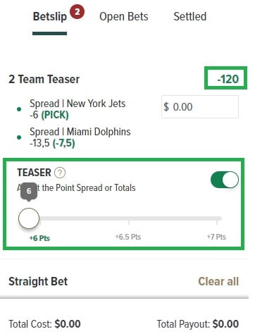 Caesars Teaser Bets