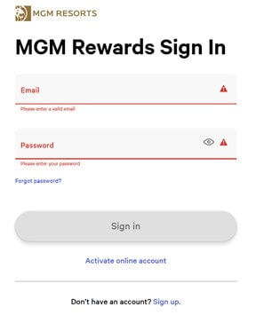 BetMGM Rewards Sign In