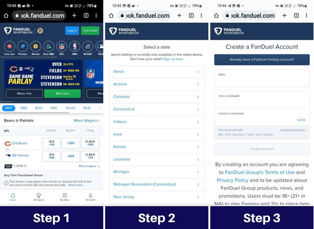 FanDuel Creating Account Steps