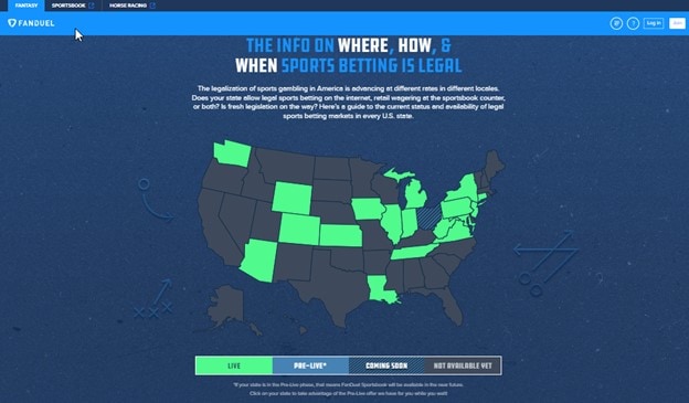 FanDuel Legal States For Sport Betting