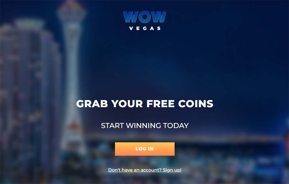 wow vegas sign up page