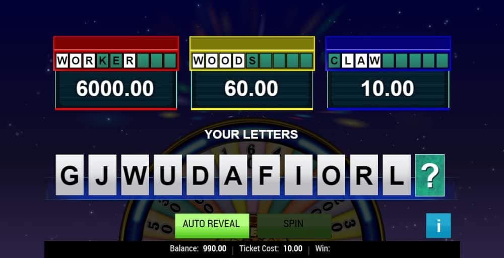 Wheel of Fortune Winning Words Game Scratchie