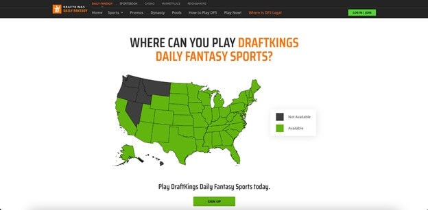 DraftKings Daily Fantasy Sports Legal States