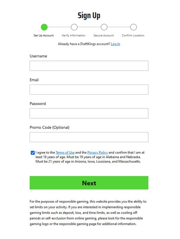 DraftKings Sign Up Process