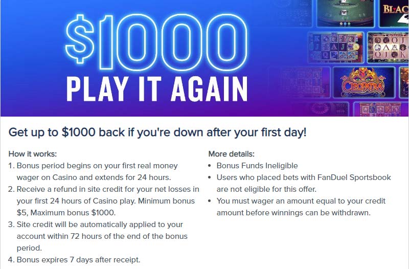 fanduel casino welcome bonus and terms