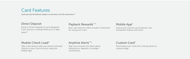 Netspend Card Features