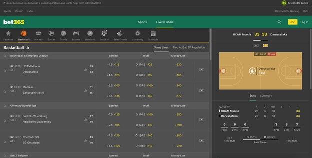 Bet365 Sportsbook NBA
