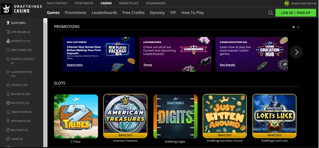 DraftKings Casino Lobby