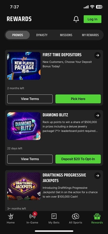 DraftKings Casino WV Rewards