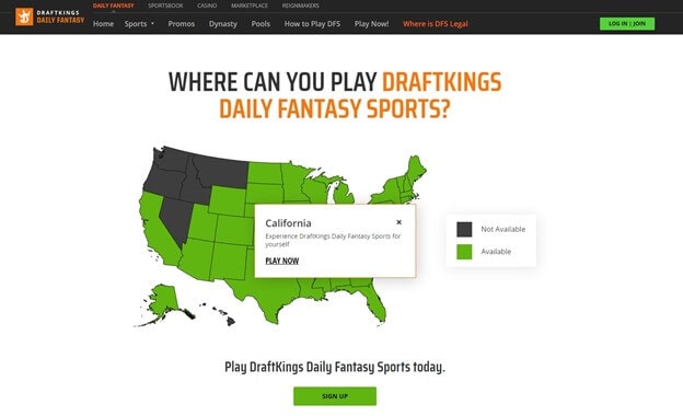 DraftKings DFS States