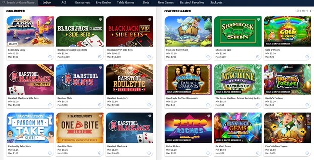 Barstool Casino Games