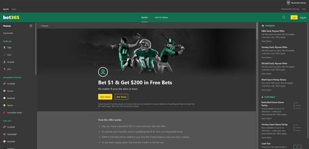 Bet365 Sportsbook Bonus